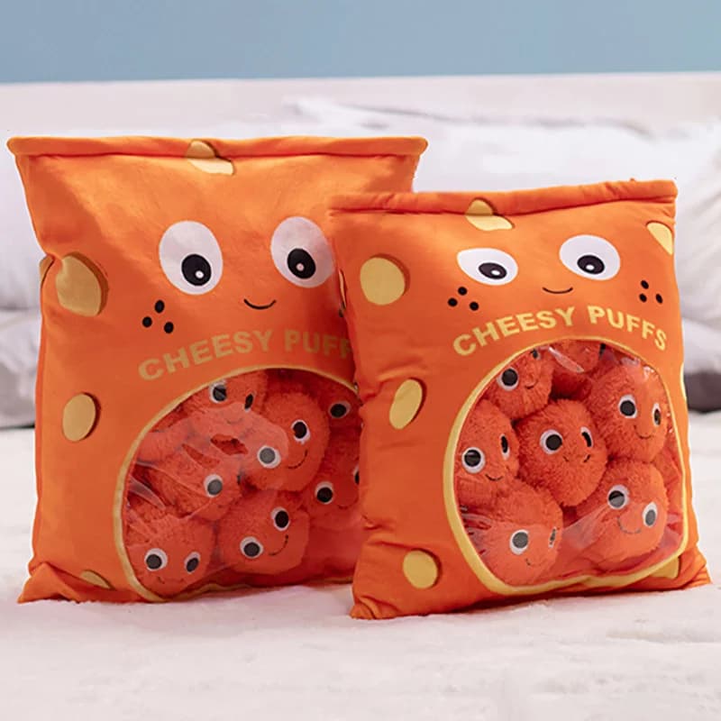 Creativo sbuffi di formaggio rimovibili palline di peluche Puff Cheese Puff peluche gioco cuscino cuscino carino peluche cuscino