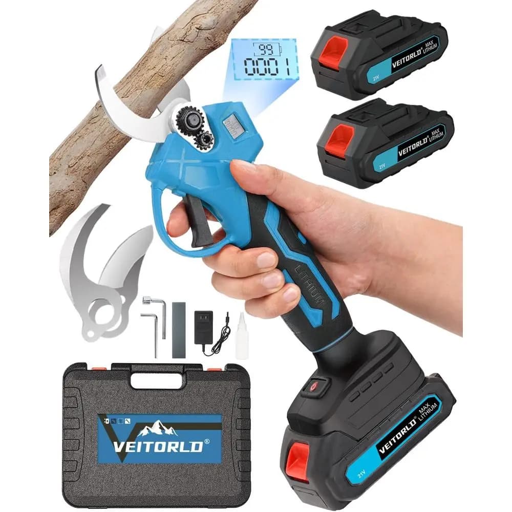 Electric pruning shears, 1.2" portable shears with cutting diameter with 2 rechargeable batteries of 2.0 Ah and SK5 blades, Gard