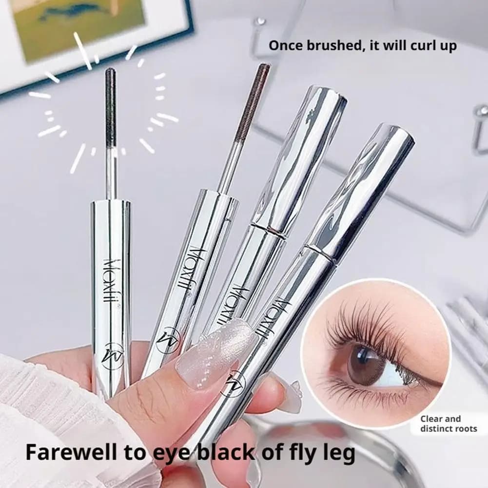 Mascara in Tubo Metallico, Impermeabile, con Fibre di Seta, Nero e Marrone, per Extension Ciglia Lunghe e Incurvate, Non Grumolante, con Spazzola a Spirale, Strumenti per il Trucco