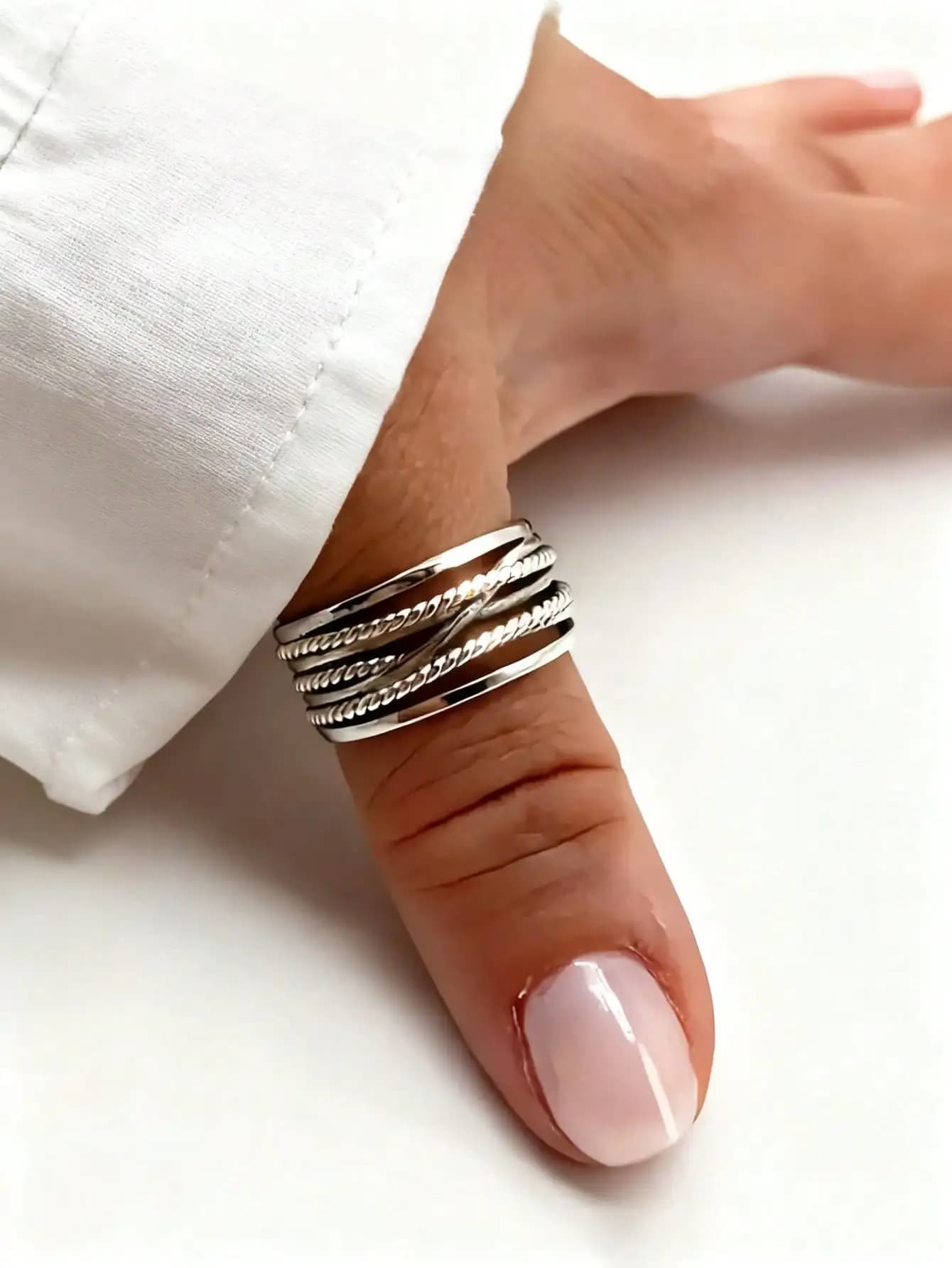 1pc Vintage Royal Style Thumb Knitted Multi-Layer Open Ring, Thick Adjustable Ring, Rugged Bohemian Elegant Ring, Women's Jewelry For All Seasons, Gift For Her