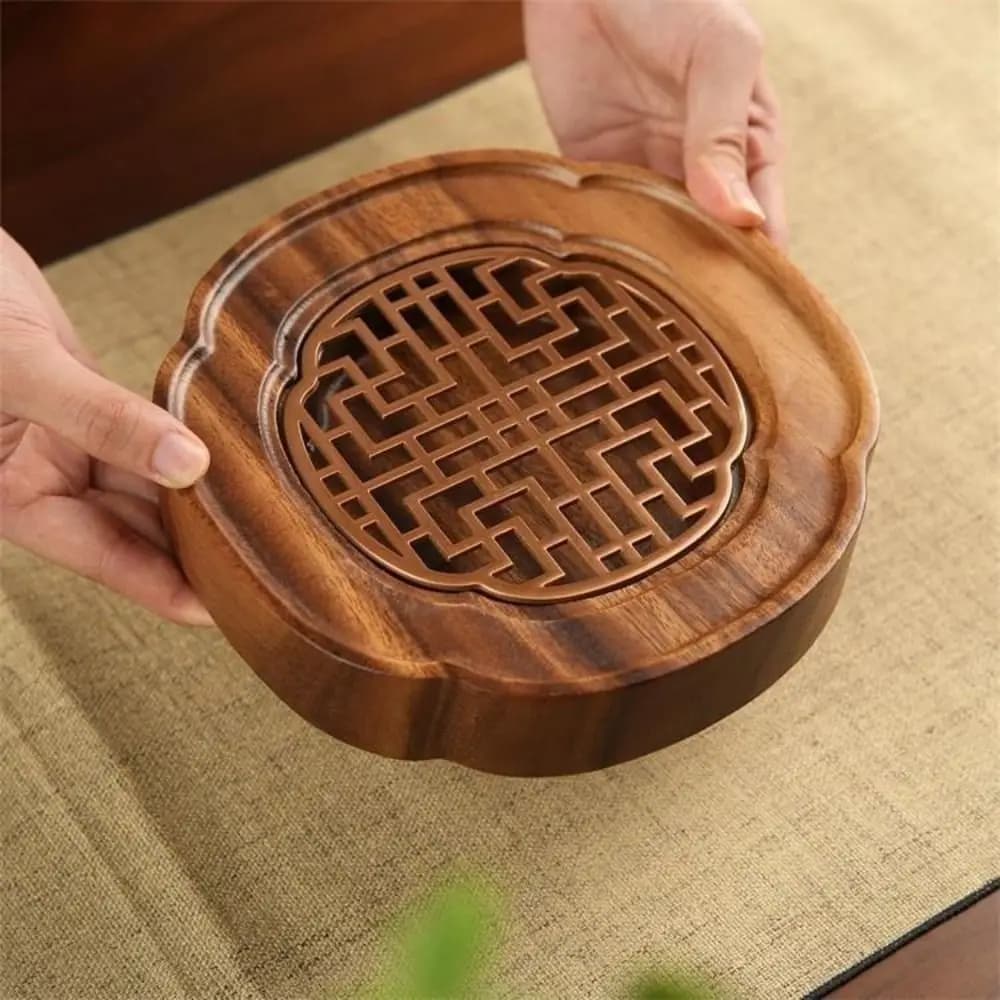 Walnut Wood Bearing Wood Tea Tray Water Storage Detachable Teapot Drain Plate Portable Easy To Clean Dry Brewing Tea Table