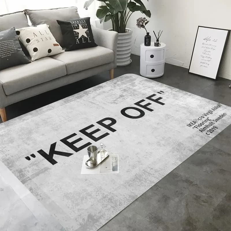 "KEEP OFF" Letter Indoor Floor Mat with Design Non-Slip Mat for Living Room, Kitchen, Bathroom, Doorway, Modern Home Decor