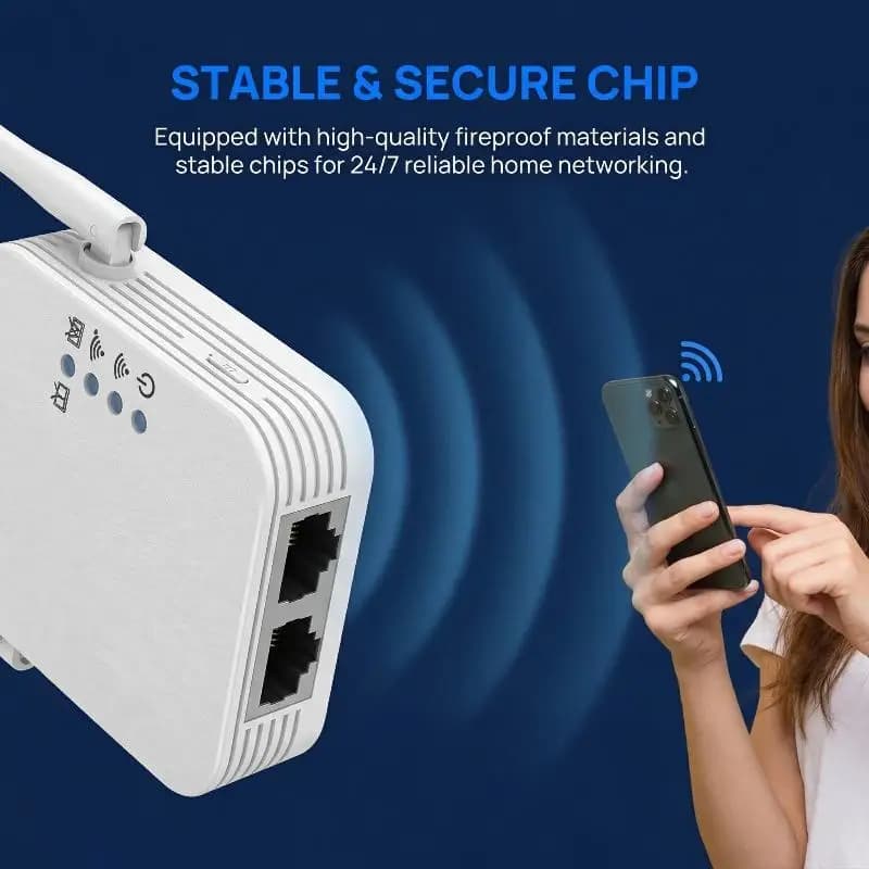 WiFi Signal Repeater Wired Range Extender Amplifier Boosts Weak Signal Enhancement for Bedroom Streaming Online Gaming