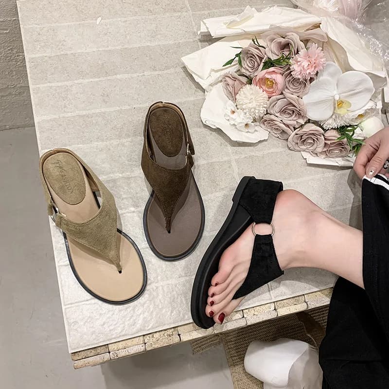 Ciabatte Estive da Donna con Punta Aperta, Casual e Fresche, Sandali con Zeppa alla Moda, Infradito Estive da Donna, Sandalias De Mujer