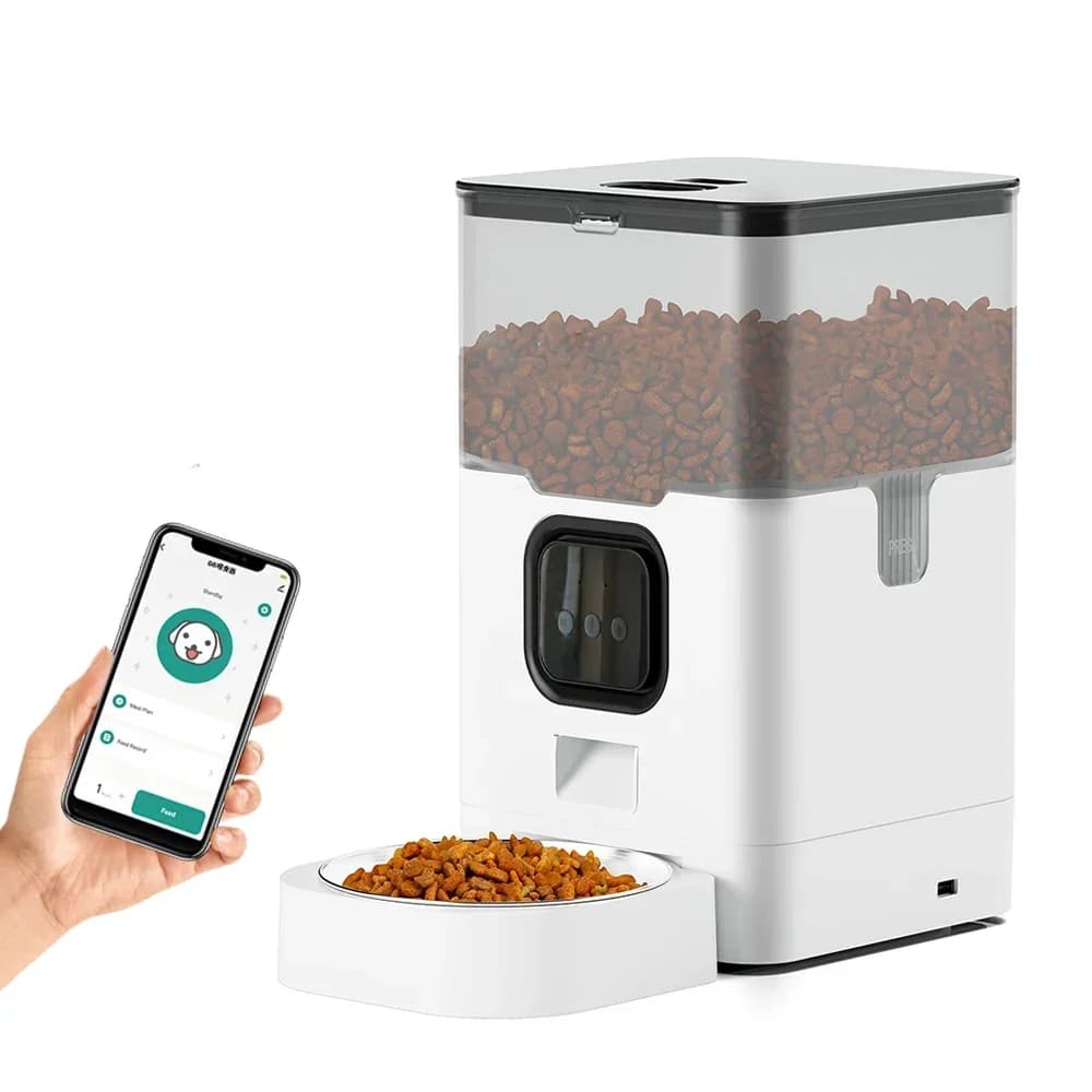Distributore Automatico di Cibo per Animali da 4L con App Tuya, Dispenser Programmabile per Cani e Gatti, Ciotola in Acciaio Inox, Accessori per Animali