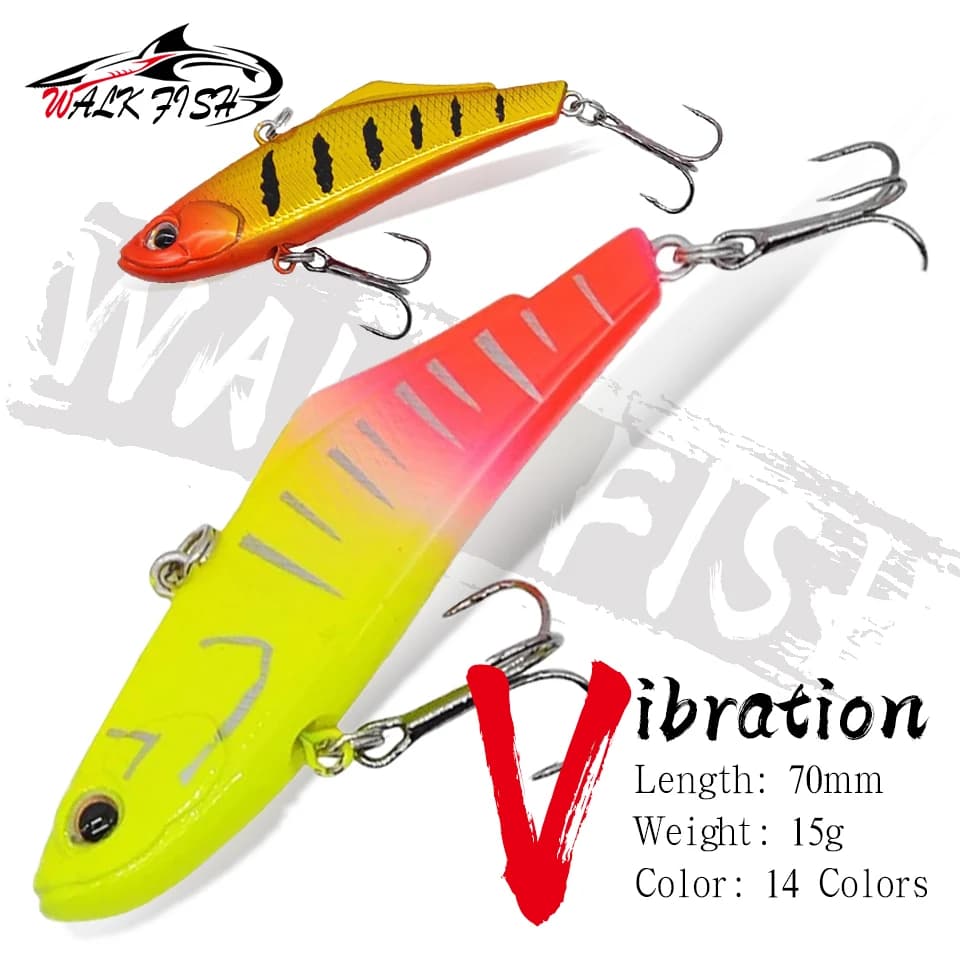 CAMMINARE PESCE 1PCS 70mm 15g Pesce di plastica vibrante Richiamo a lungo raggio Affondamento Esche dure Attrezzatura da pesca Esca artificiale bionica dura
