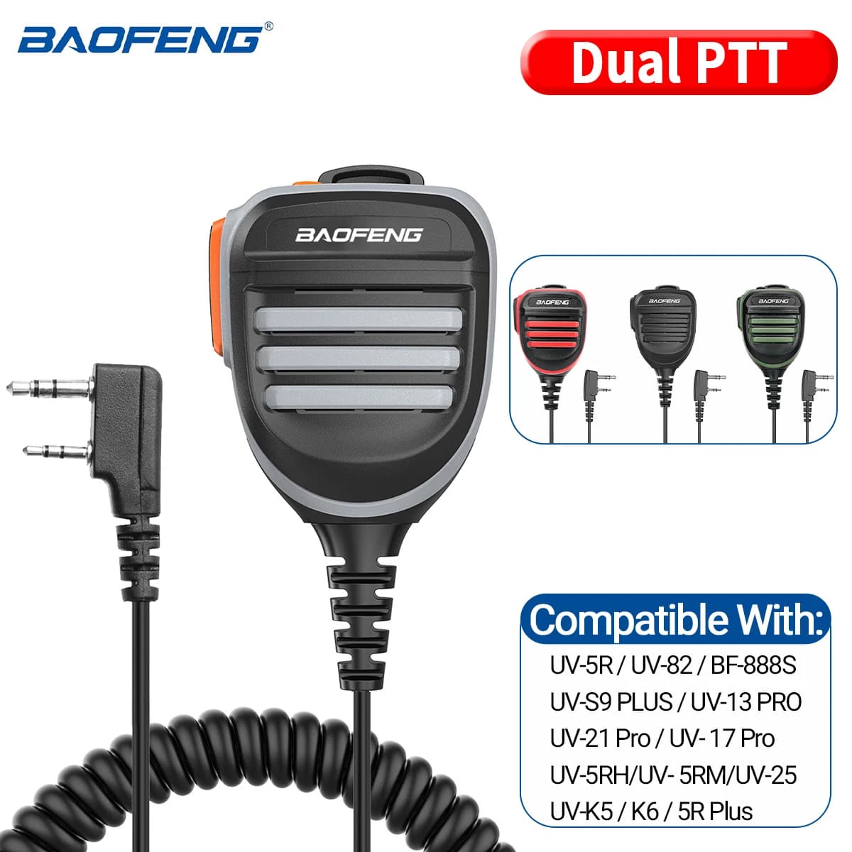 Baofeng BF-780 Doppio PTT Spalla Remota Walkie Talkie Altoparlante Microfono Per UV-5R BF-888S 5RH 21 PRO Quansheng UV-K5 UV-K6