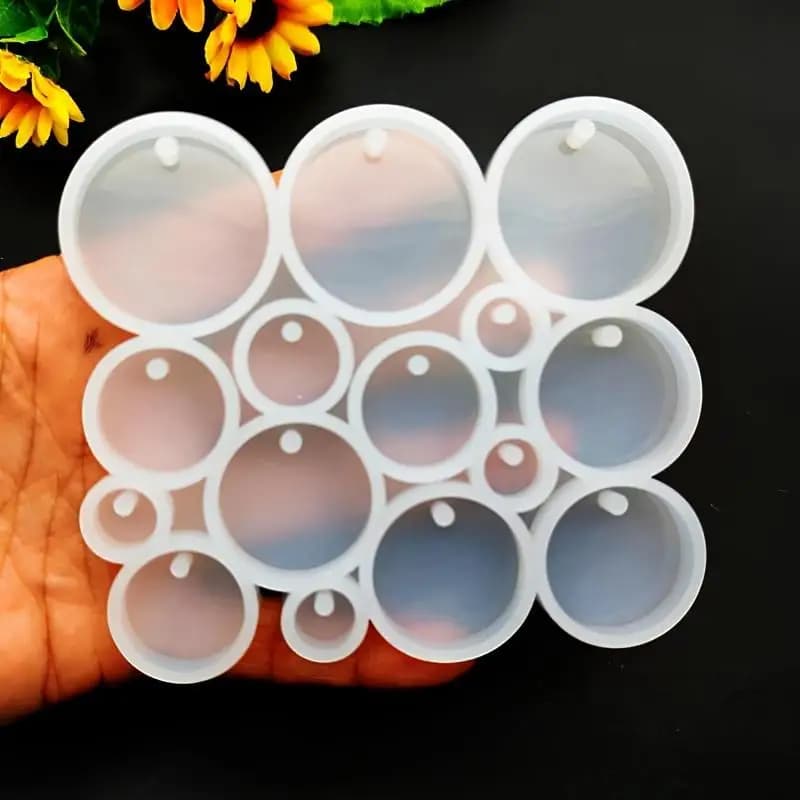 1 Pc New DIY Large and Small Round Earring Stud Pendant Silicone Mold Handmade Round Collection Mirror Drop Glue Mold