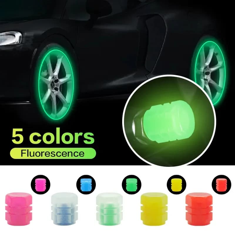 Nuovi tappi luminosi per valvole pneumatici auto, copriraggi antipolvere e impermeabili per auto, moto e biciclette, si illuminano al buio