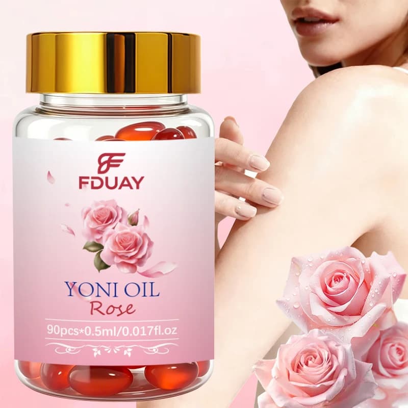 FDUAY Rose Essential Oil Capsules, Natural Rose Extract Plant Formula, Nourishing Moisturizing Softening Skin Care Capsules