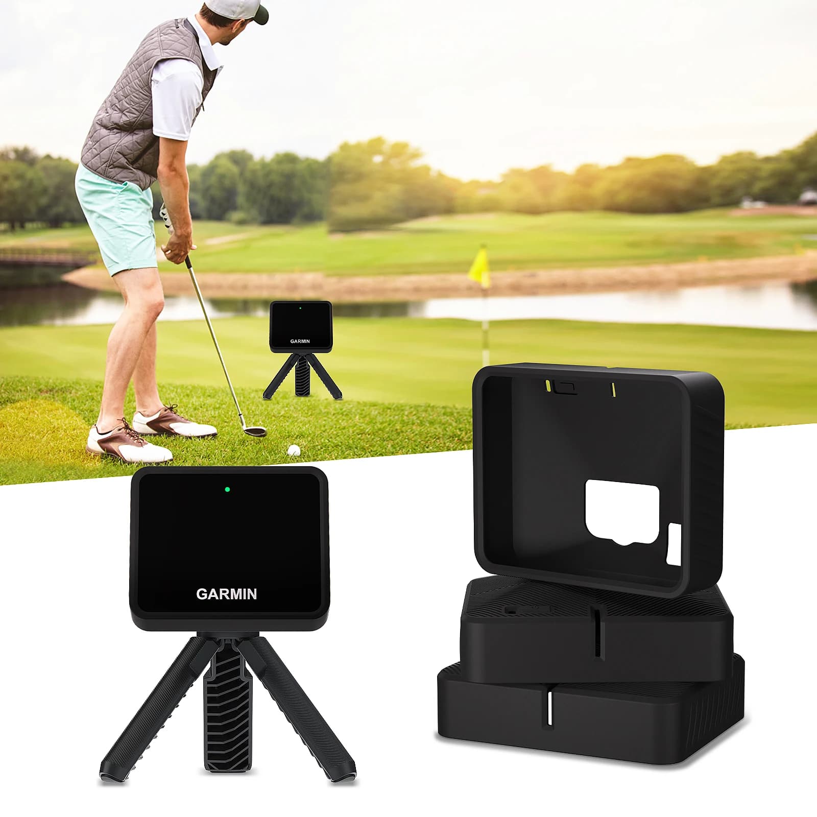 Soft Silicone Case for Garmin Approach R10 Golf Launch Monitor Shockproof Protective Cover with Screen Protector Film Accessory