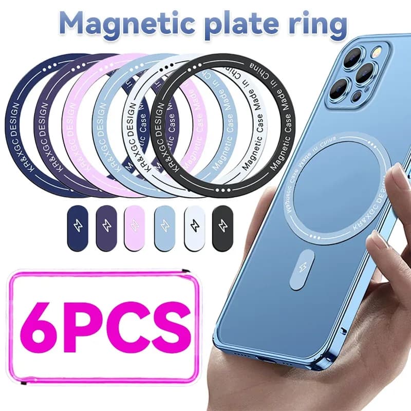 6-1PCS Anello piastra metallica per caricatore magnetico wireless Magsafe Magnete adesivo in lamiera di ferro per supporto per telefono con ricarica wireless Magsafe