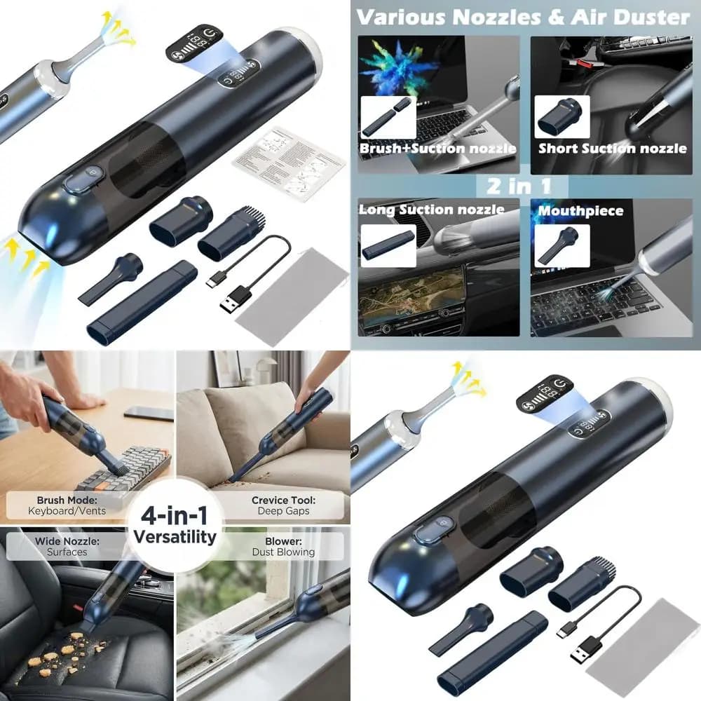 Aspirapolvere Portatile Senza Fili con Potente Aspirazione 18000Pa, Filtro HEPA, per Auto, Casa e Rimozione Peli di Animali, con Display LED