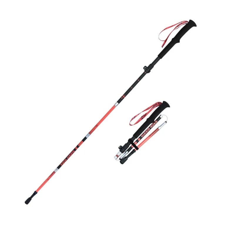 Carbon Fiber Folding Trekking Pole Ultralight Hiking Stick 125cm Compact EVA Grip Quick Lock Tungsten Tip for Hiking Backpacking