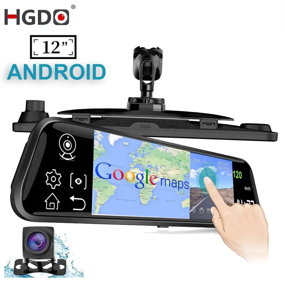 HGDO12" 4G Car DVR 3 in 1 Android GPS NAVI Auto WiFi FHD 1080P Rearview Mirror Dash Camera Driving Video Recorder Dash cam