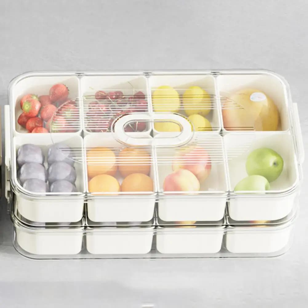 Contenitore per frutta secca contenitore per frigorifero con coperchio trasparente staccabile 4/8 griglie per la conservazione degli alimenti ideale per snack frutta