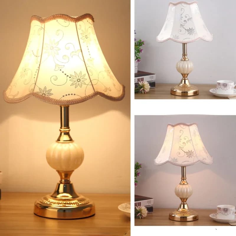 Nordic Glass Table Lamp Euro Simple Bedroom Bedside Lamp American Modern Retro Desk Light Iron Fabric Study Hotel Table Lamp