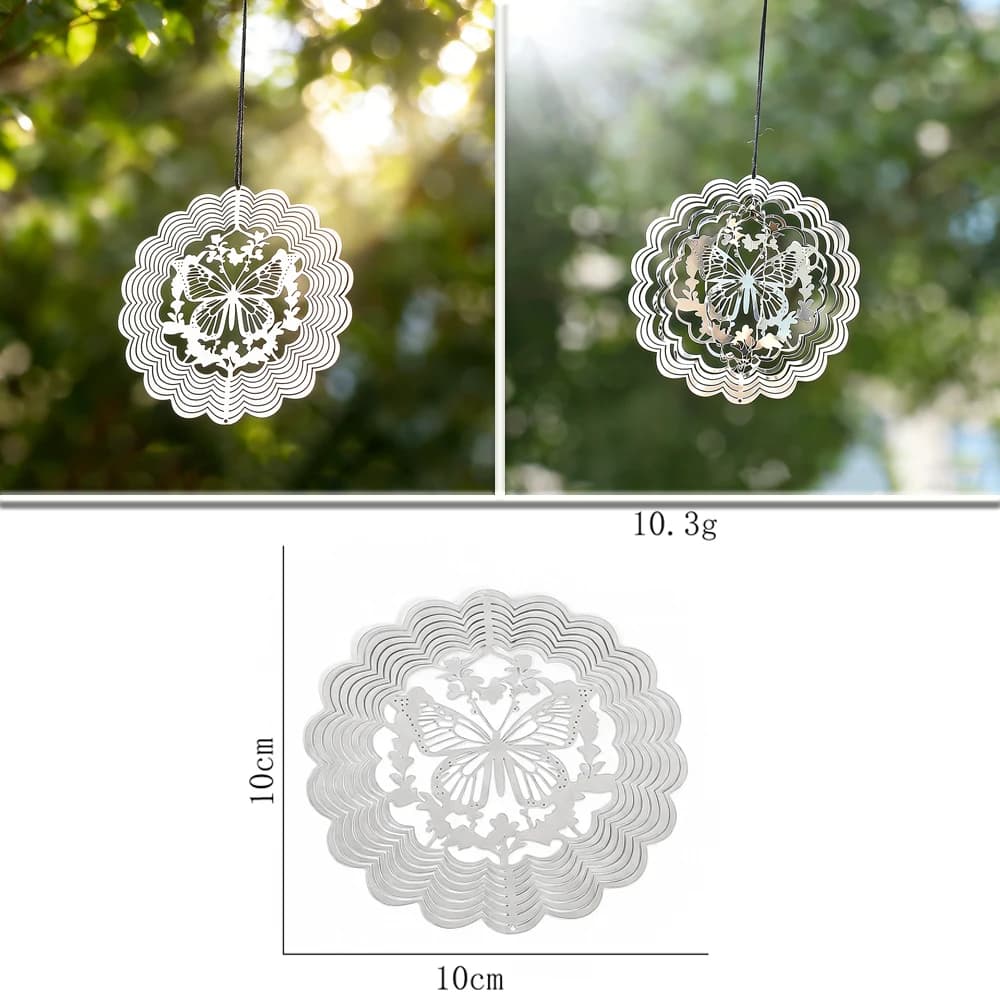 Butterfly Metal Hanging Ornament Garden Outdoor Decor Spinning Wind Chime for Tree Porch Balcony Gift for Friend New Hot