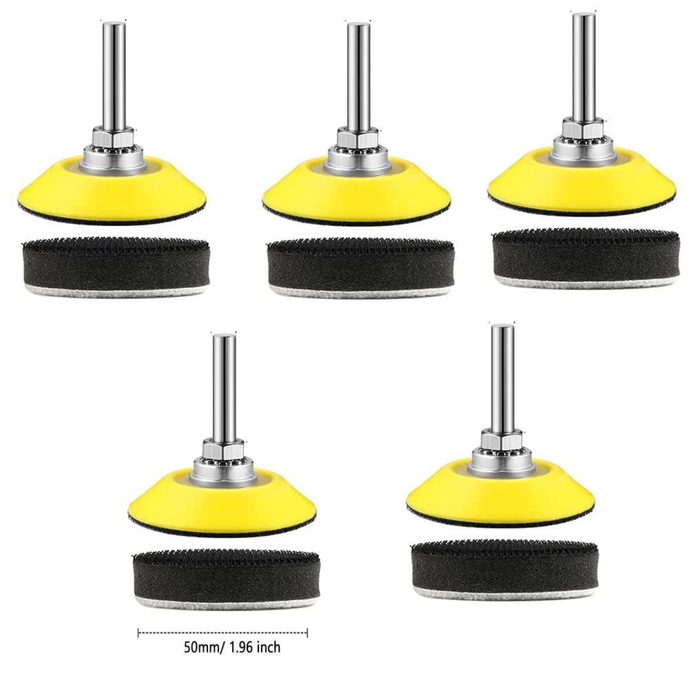 5Pcs 2Inch Hook and Loop Sanding Pad ,5Pcs Soft Foam Layer Buffering Pad with 1/ 4" Shank Adapter for Drill Sander Rotary Tool