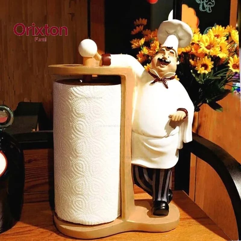 Resin Kitchen Paper Towel Holder Creative Household Roll Holder Vertical Chef Paper Towel Holder Toilet Towel Tube