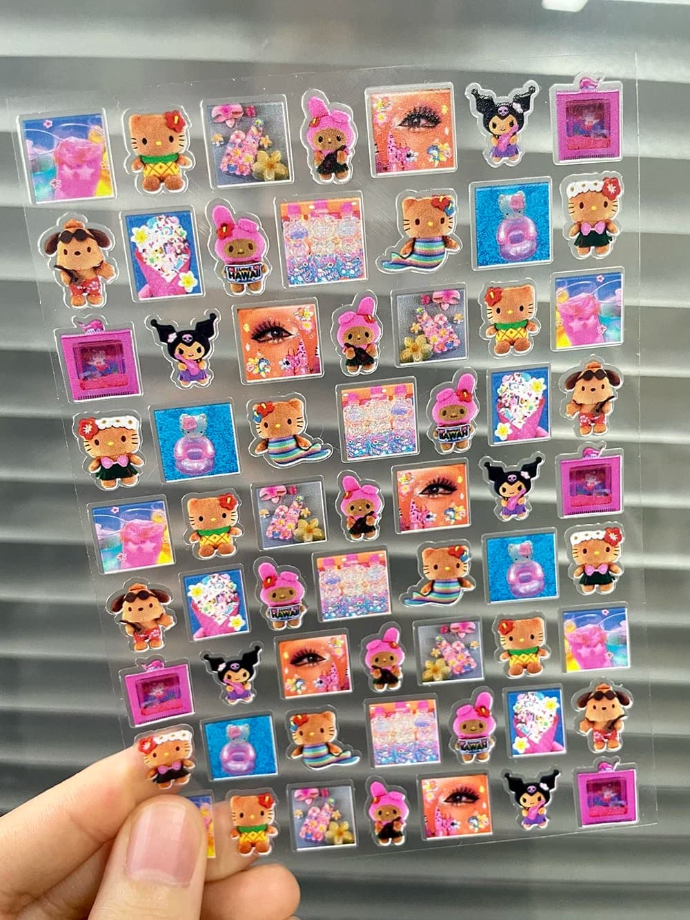 Hawaii Sanriod 3D Nail Art Sticker Ultra-thin Self-adhesive Cursor Summer Nail Art Decal Cute Animals Make You Accessories for manicure