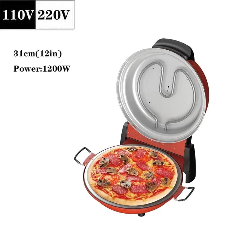 12-Inch Electric Pizza Maker Multifunctional Temperature Control Timer Desktop Stone Bake Oven