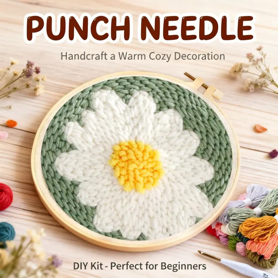 CHENISTORY Flower Punch Needle Embroidery Adults Crafts Art Projects For Adults Flower Punch Needle Supplies