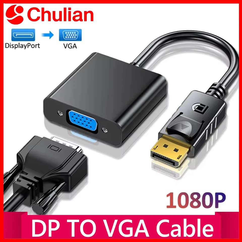 Cavo Adattatore DisplayPort DP a VGA 1080P, Convertitore da DP Maschio a VGA Maschio per TV Box, Proiettore, PC, Laptop