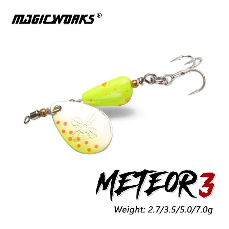 MAGIC WORKS Lama con perline di tungsteno Spinner rotanti per la pesca 2.7g 3.5g 5g 7g Esca per trota Esca artificiale Esca rotante