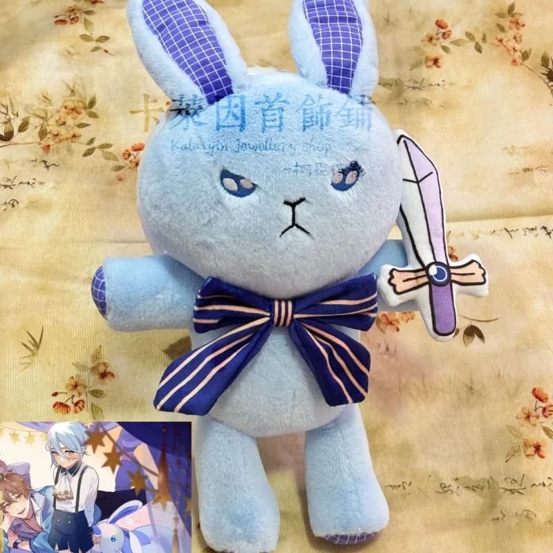 Anime Game Nu: Carnival Edmond Kawaii Cosplay Plushies Doll Cartonn Blue Animal Rabbit Knight Cotton Toy Fans Collection Gifts