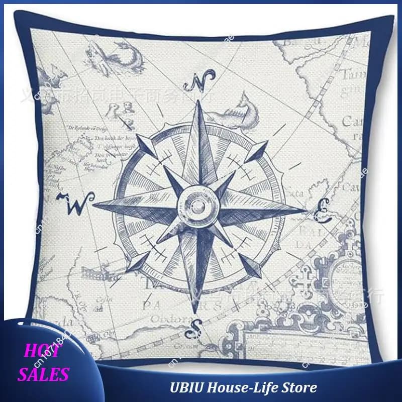 Fodera per cuscino in lino modello nautico barca a vela bussola faro fodera per cuscino decorativa per divano letto decorazioni per la casa-migliore Selli
