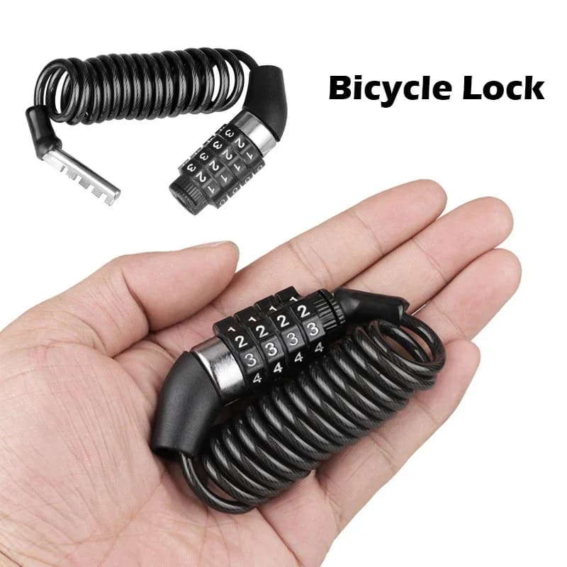 Lucchetto per bicicletta Bici Mini Blocco password a 4 cifre Filo Telaio per mountain bike Cavo in filo d'acciaio resistente Lucchetti per casco Accessori per biciclette