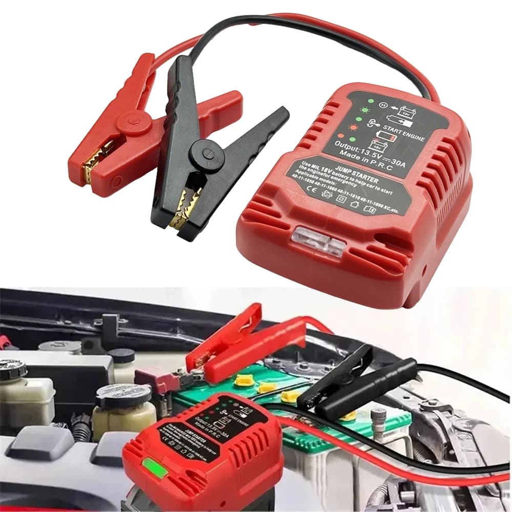 NUOVO Adattatore per Cavi di Avviamento Batteria per Milwaukee 18V, Cavi Booster per Avviamento Auto, Strumento di Emergenza per Avviamento Veicoli Pesanti