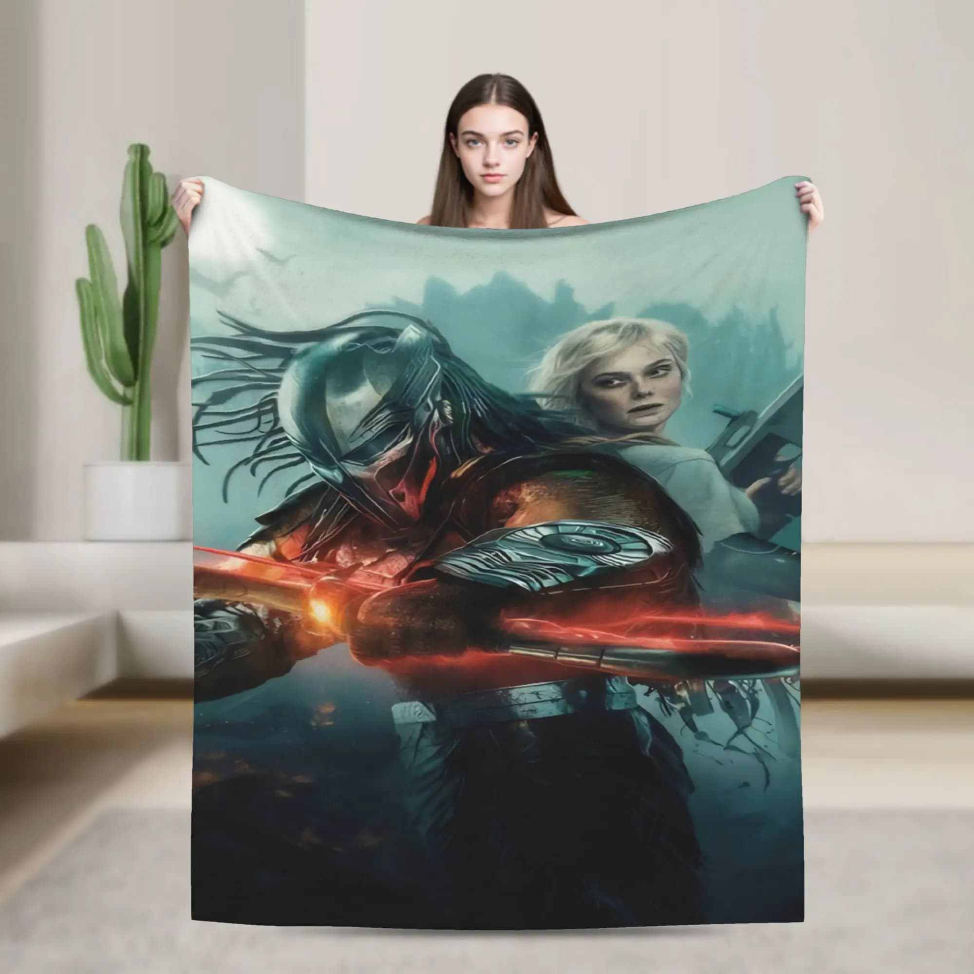Predator Badlands 2025 Film Coperta Morbida e Calda Modello Peluche Coperta per Divano Sedia Divano Letto Copriletto in Flanella