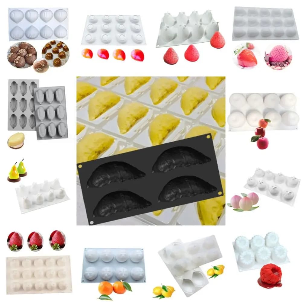 Stampo in Silicone a Forma di Pera e Pesca, Antiaderente e Riutilizzabile, per Torte, Mousse, Frutta 3D Realistica, Cubetti di Ghiaccio, Biscotti e Gelatine