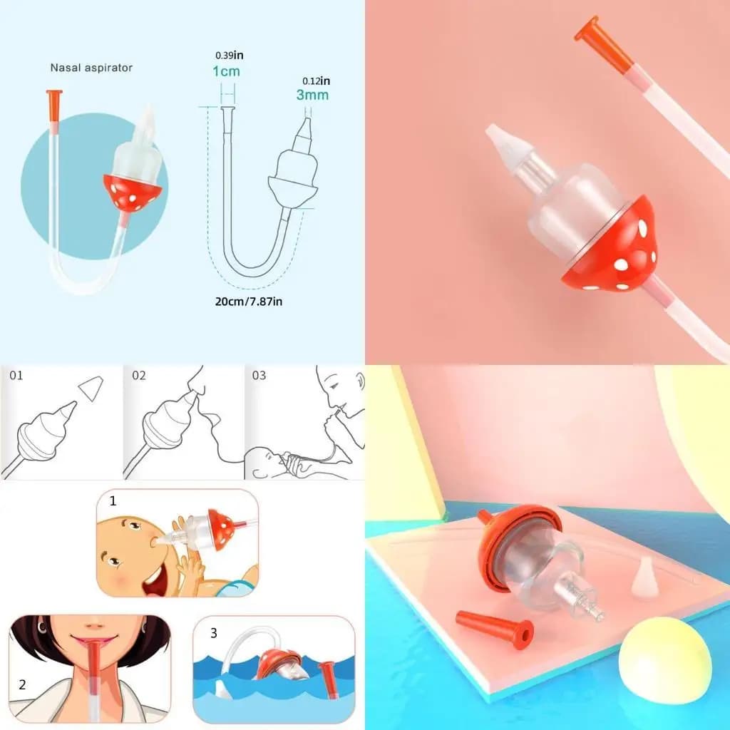 97BE Baby Nose Clean Pinzetta per tubo aspirazione Spazzola per neonati Aspiratore nasale per cura del bambino