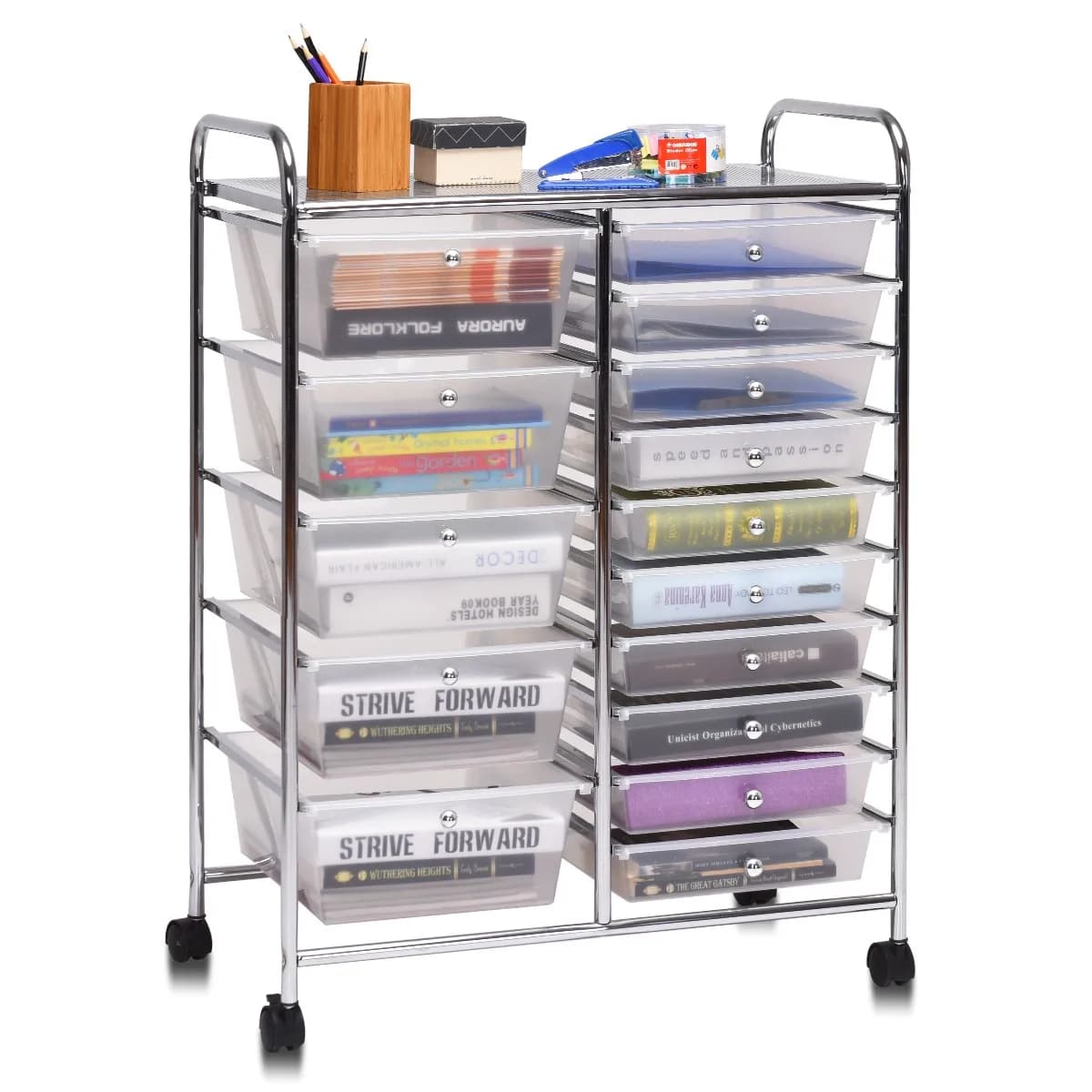 Carrello Portaoggetti Multifunzionale con 15 Cassetti per Organizzazione Casa e Cucina