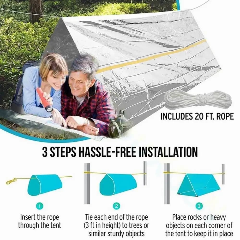 Emergency Shelter Survival Bivy Tube Tent Kit Thermal Blanket SOS Sleeping Bag Waterproof Survival Equipment