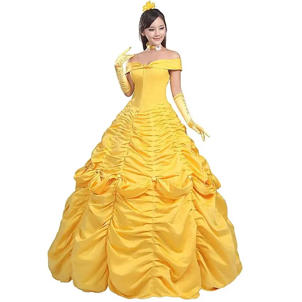 Abito da Belle per adulti, costume da La Bella e la Bestia per donna, abito da principessa per cosplay, abito da ballo per feste.