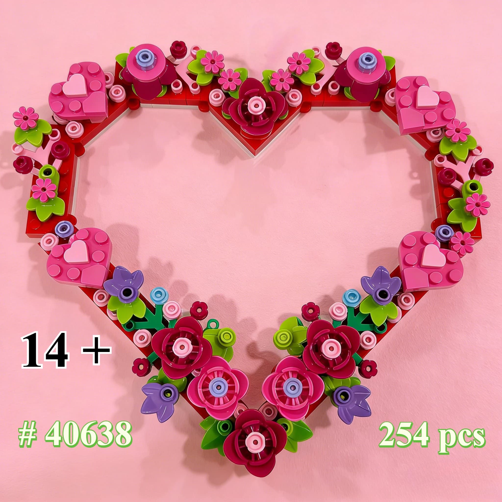 Set di blocchi da costruzione Creative Heart Ornament 40638, adatti per regali di compleanno, compatibili con le particelle Legoed, 254 pezzi.