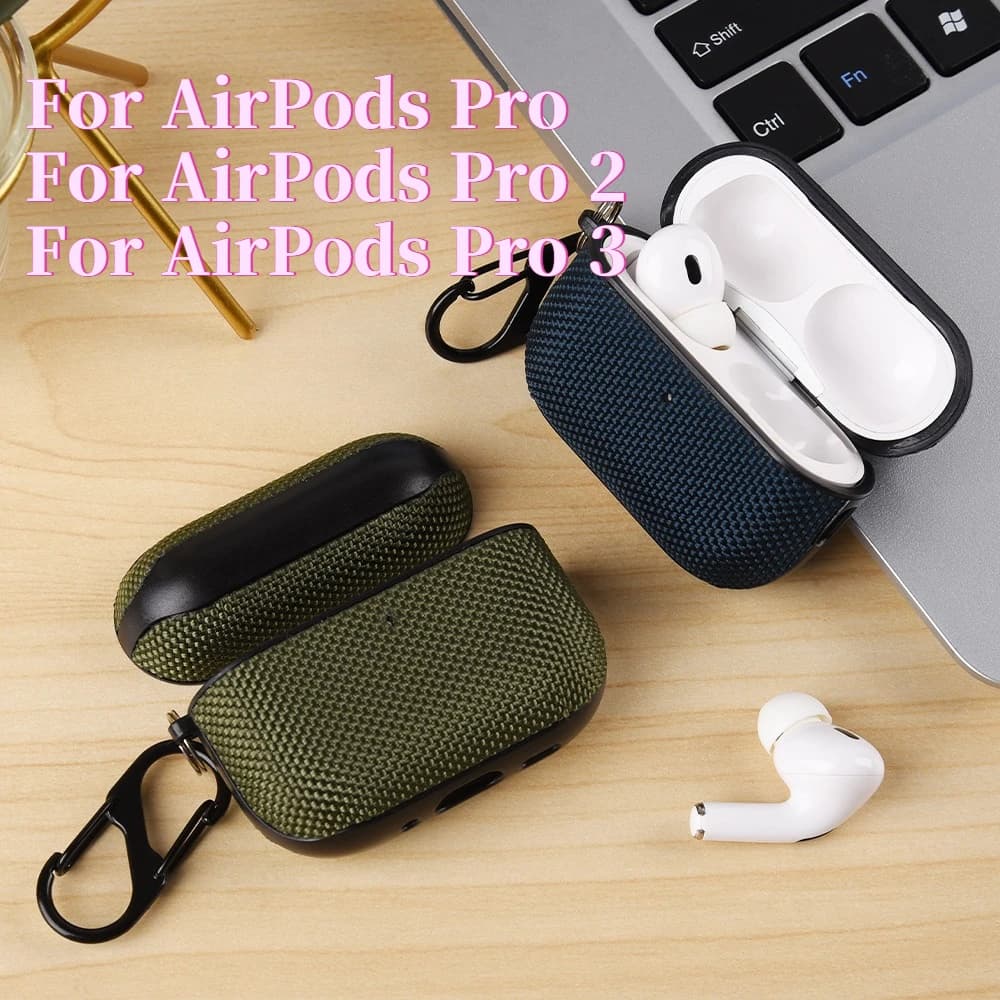 Nylon case for AirPods Pro 3, Pro 2, 4, 4th generation, Bluetooth wireless headphone case with cleaning pen