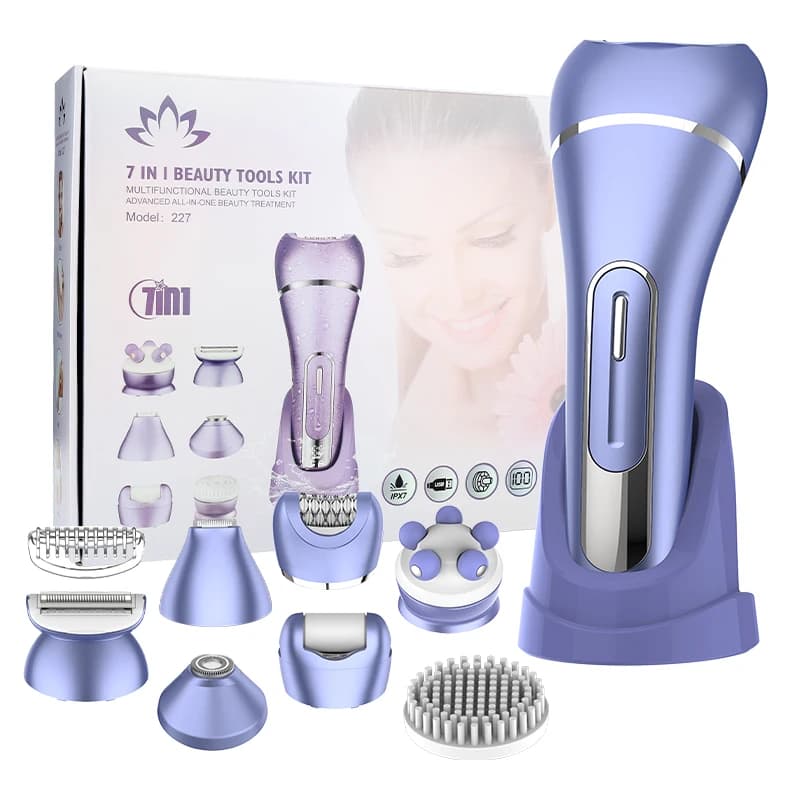 RESUXI 7 in 1 Cut of women's body hair Electric shaver Bikini Legs Arms Device for public hair Foot grinder Detergent for face