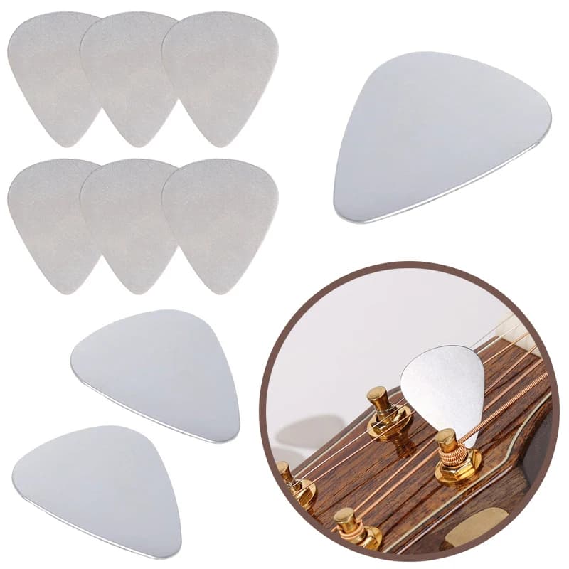 10/20 Pezzi Plettri per Chitarra in Acciaio Inossidabile, Spessore 0,3mm, Superficie Lucida, Accessorio per Pratica di Chitarra, Basso e Ukulele ZYF