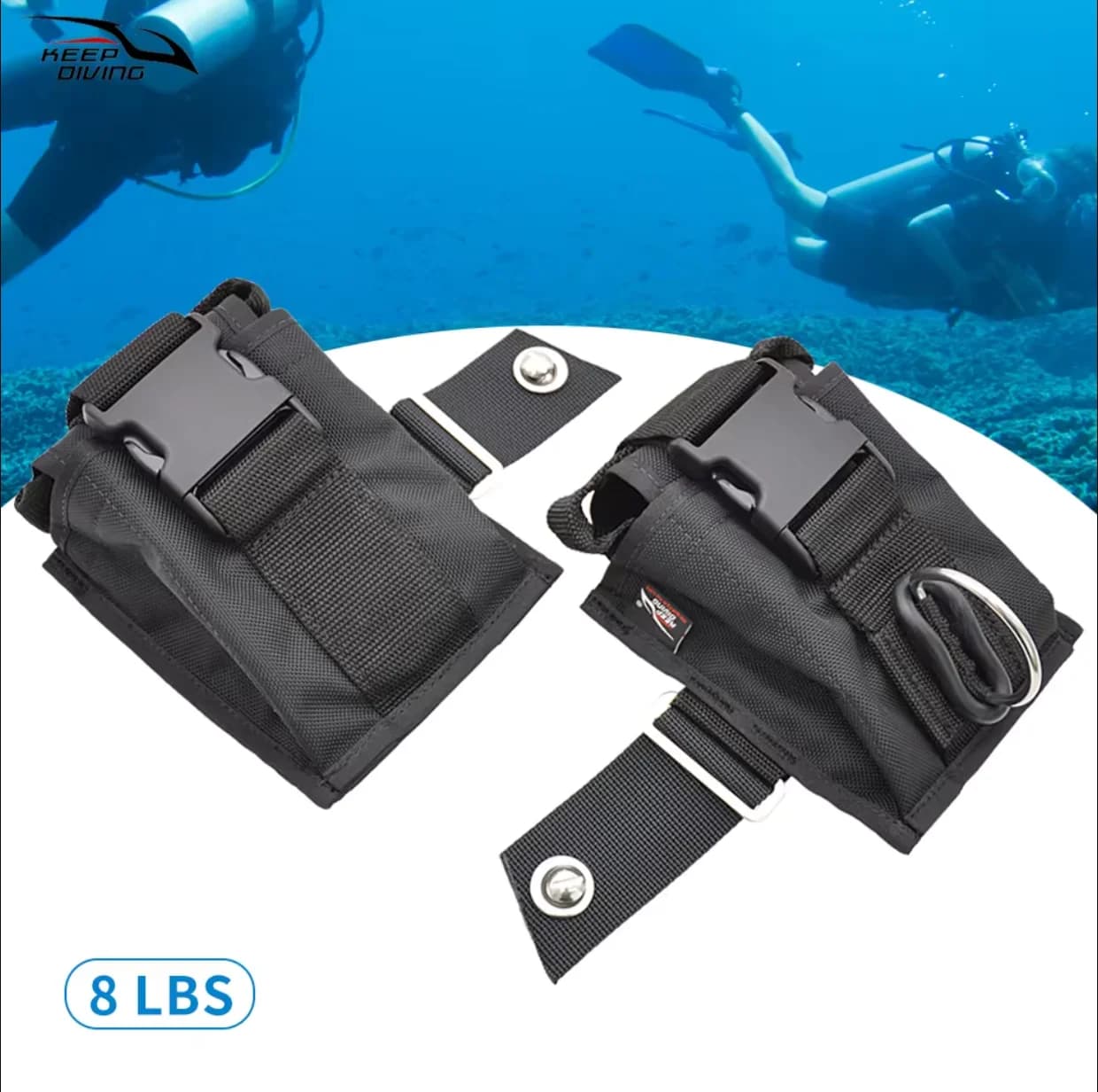 Scuba Diving BCD 8LBS Weight Bag Diving Backplate Storage Bag Weight Belt Lead Pocket con tasca interna accessori professionali