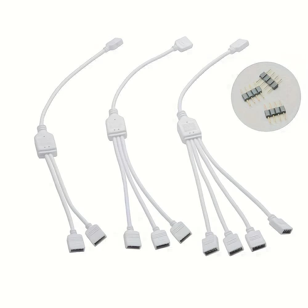 1pc RGB 4 Pin Wire Connector 1 to 2 /1 to 3 /1 to 4 Female to Female Splitter Connector Extension Cable for 3528 5050 LED Strip