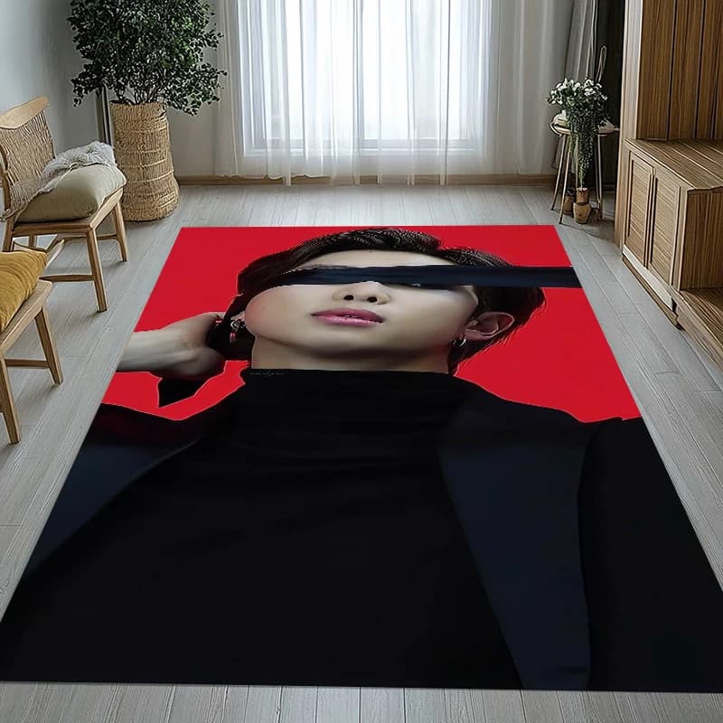 Jimin Kpop B-BTS Star Living Room Non-Slip Area Rug Soft Carpet for Bedroom Kids Playroom Sofa,Home Decor Doormat Gift