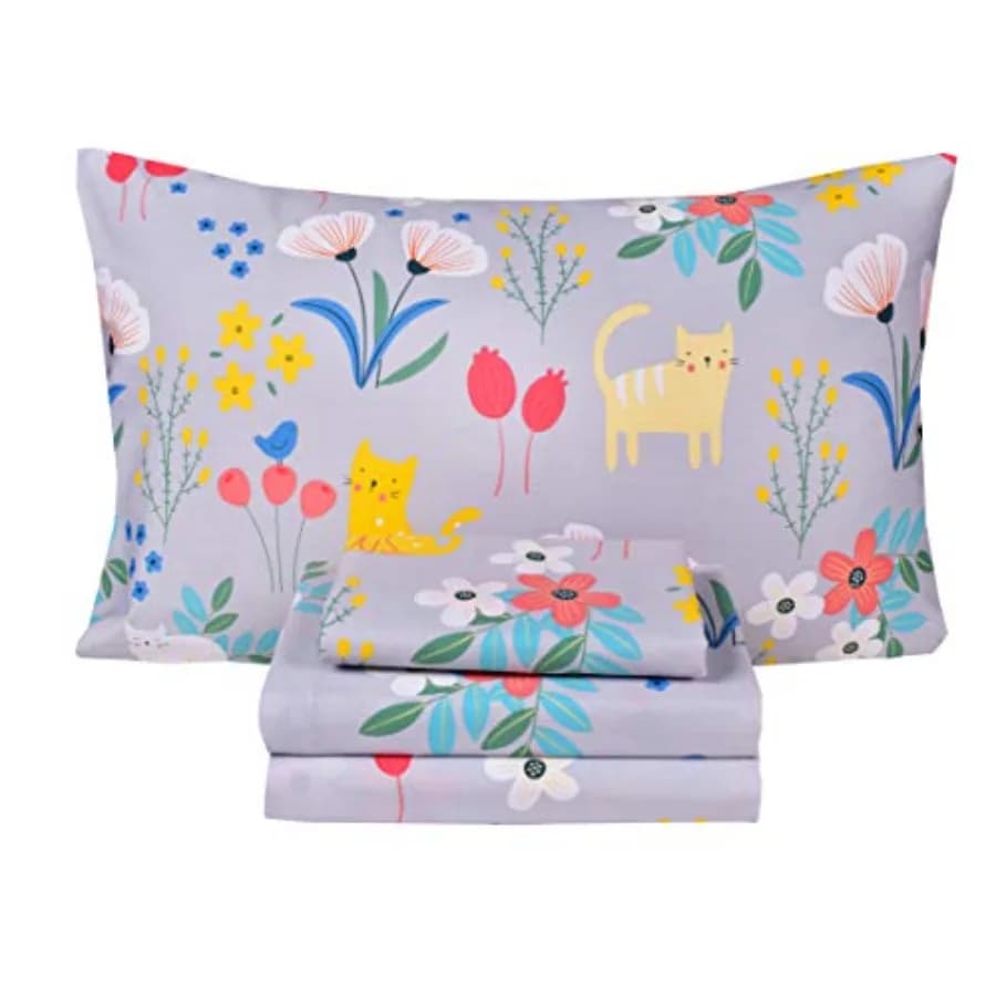 Set di Lenzuola per Ragazze e Adolescenti Kitty's, 100% Cotone, Include Lenzuolo Piatto, Lenzuolo con Angoli e Federa, Set Completo per Letto