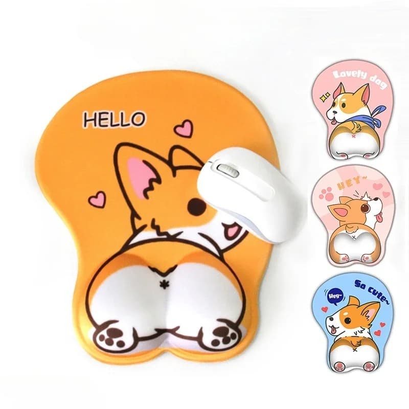Corgi Protezione per il polso in silicone Tappetino per mouse Carino per uomini e donne Comodo poggiapolsi per il palmo Poggiapolsi per tastiera del computer Creativo personalizzato