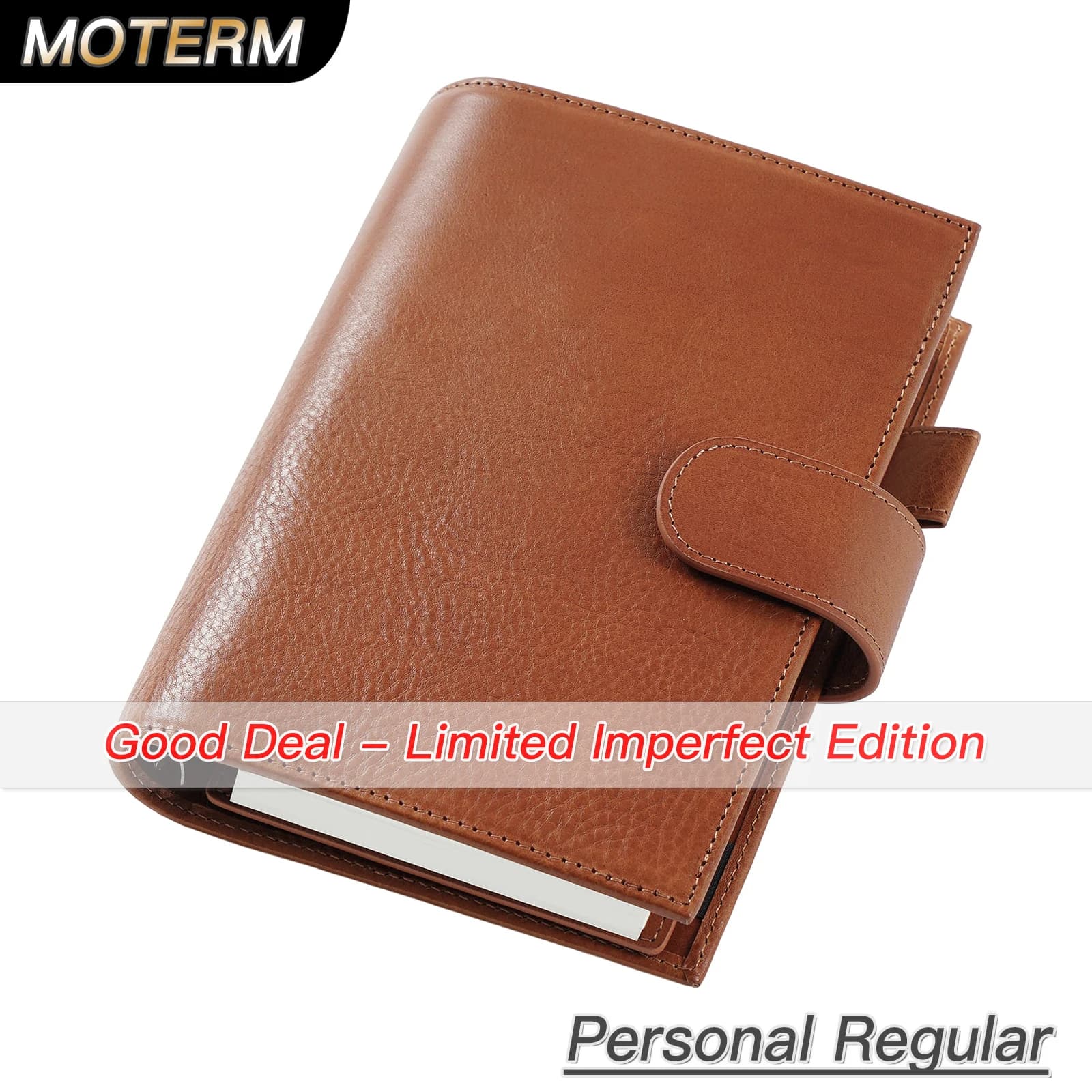 Agenda Moterm Regular 2.0 Personal Size in Pelle a Grana Piena Conciata al Vegetale, Edizione Limitata Imperfetta, Quaderno da Viaggio e Sketchbook