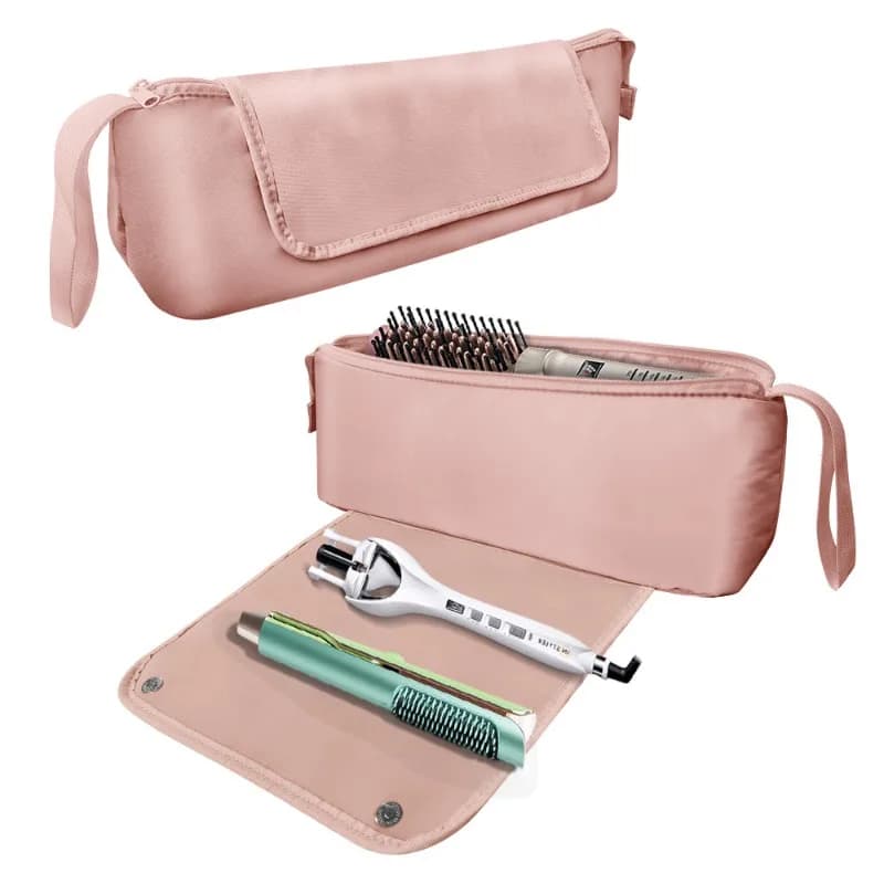 Heat-resistant travel bag for plate and curler, portable desk organizer, reliable protection